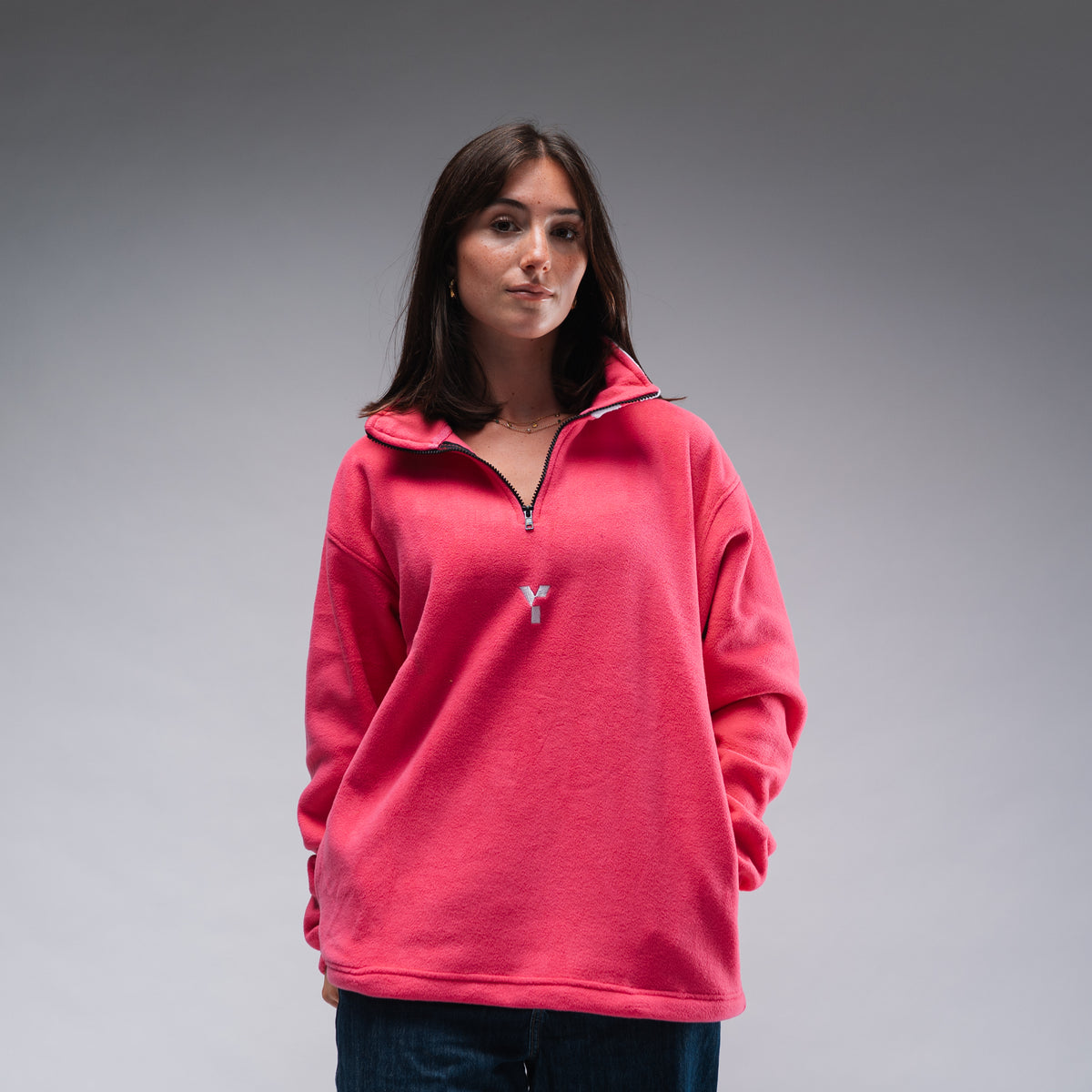 Oversized Pink Logo Retro Zip