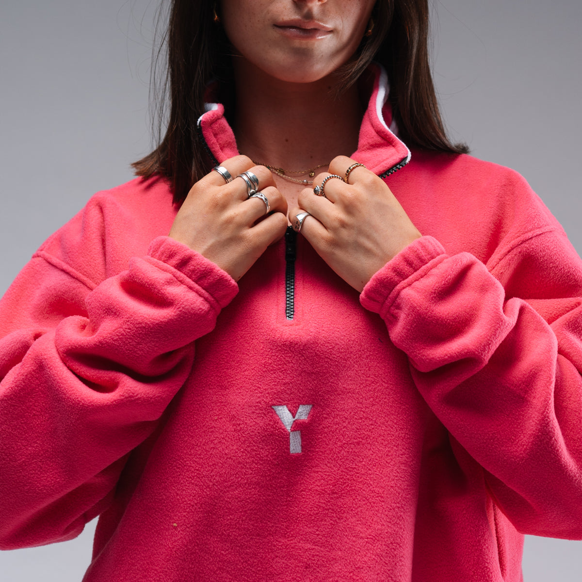 Oversized Pink Logo Retro Zip