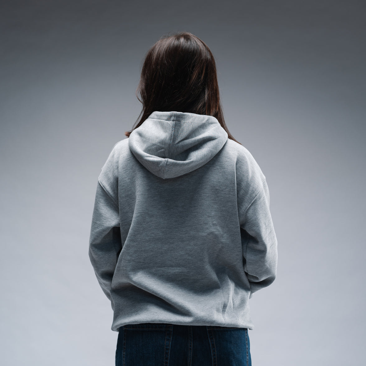 Oversized Mellange Grey Logo Hood