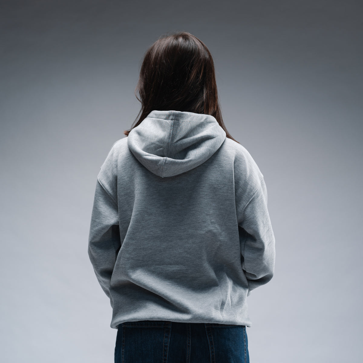 Oversized Mellange Grey Logo Hood