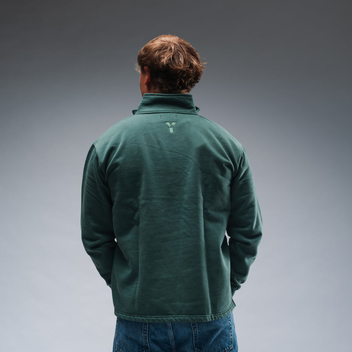Oversized Stonewash Green Logo Quarter Zip