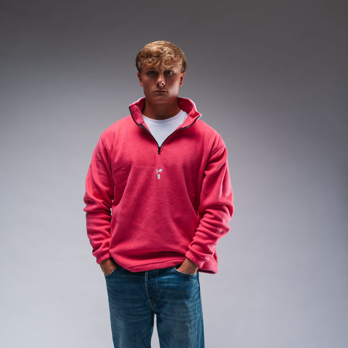 Oversized Pink Logo Retro Zip