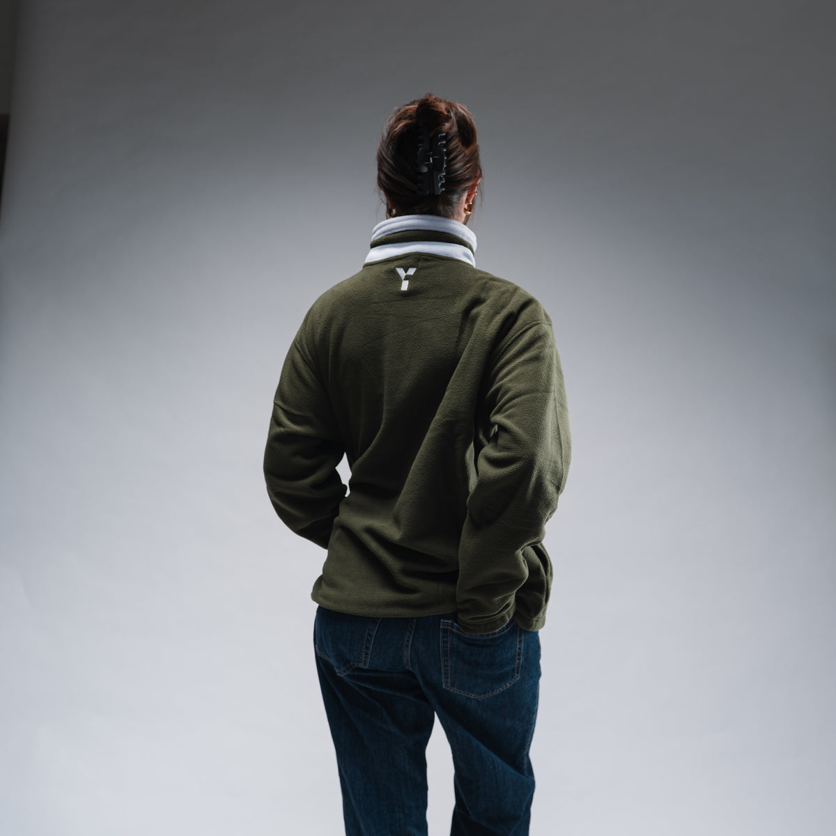 Oversized Stonewash Green Logo Retro Zip