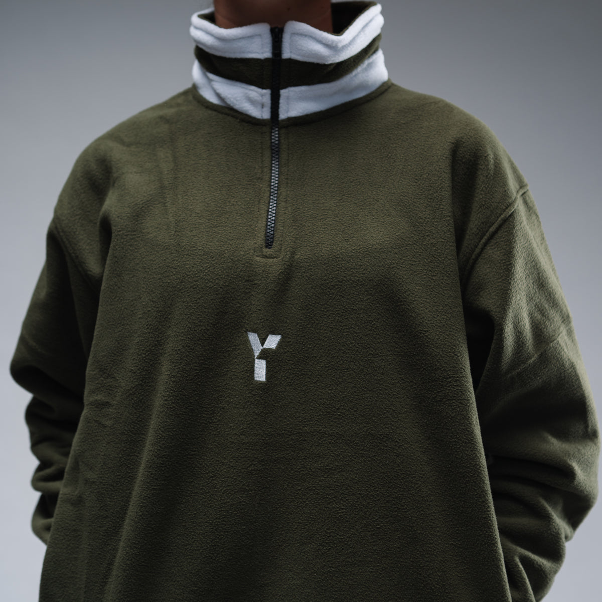 Oversized Stonewash Green Logo Retro Zip