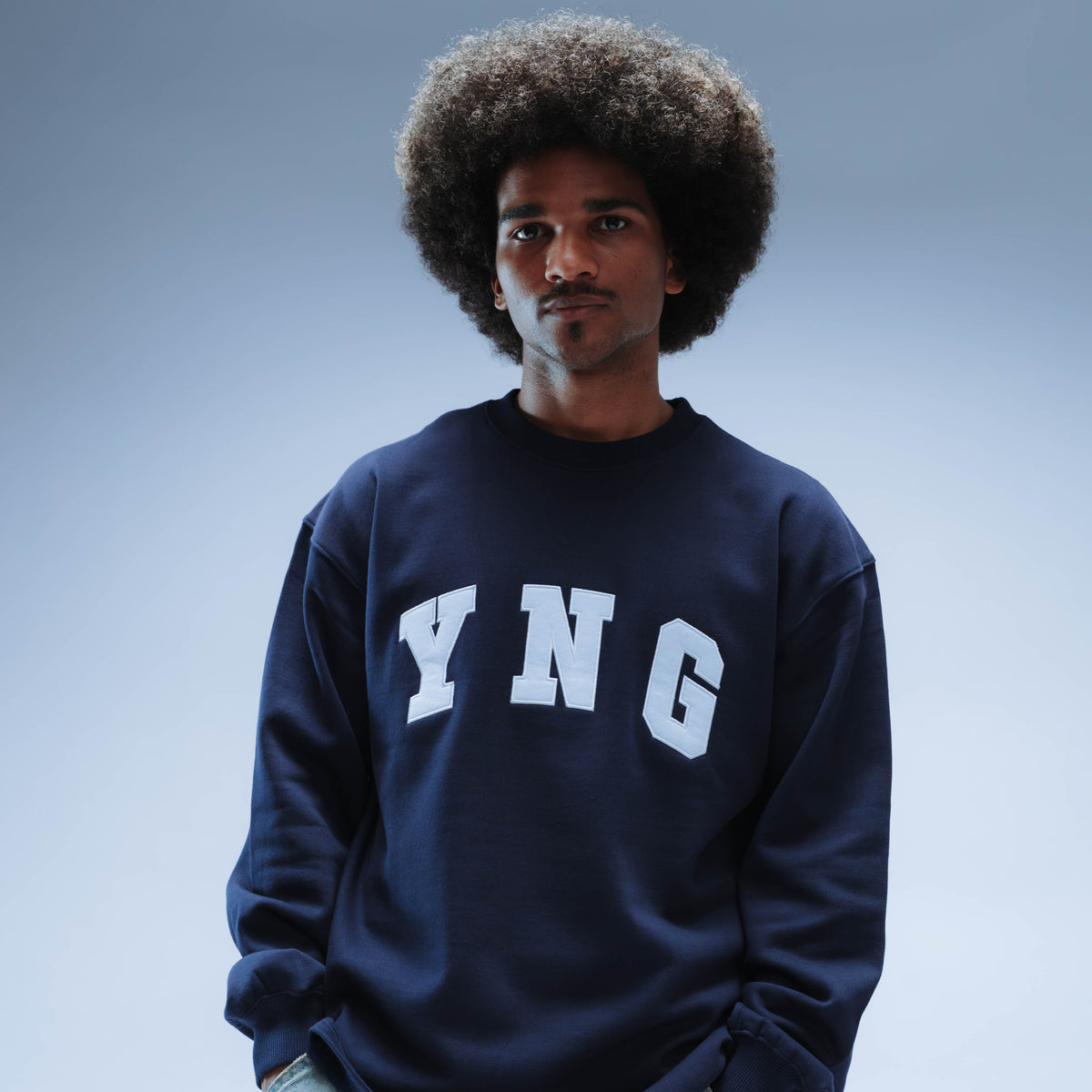 YNG Boxy Sweater Unisex (Navy) by Y1