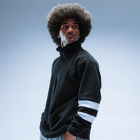 Double Stripe Boxy Premium Retro Fleece Unisex (Black/White)
