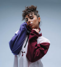 Upcycled Retro 1/4 Zip Fleece (Pink/Maroon/Purple)