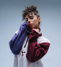 Upcycled Retro 1/4 Zip Fleece (Pink/Maroon/Purple)