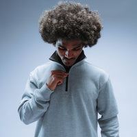 Invisible Y Boxy Cotton Quarter Zip Unisex (Heather Grey)