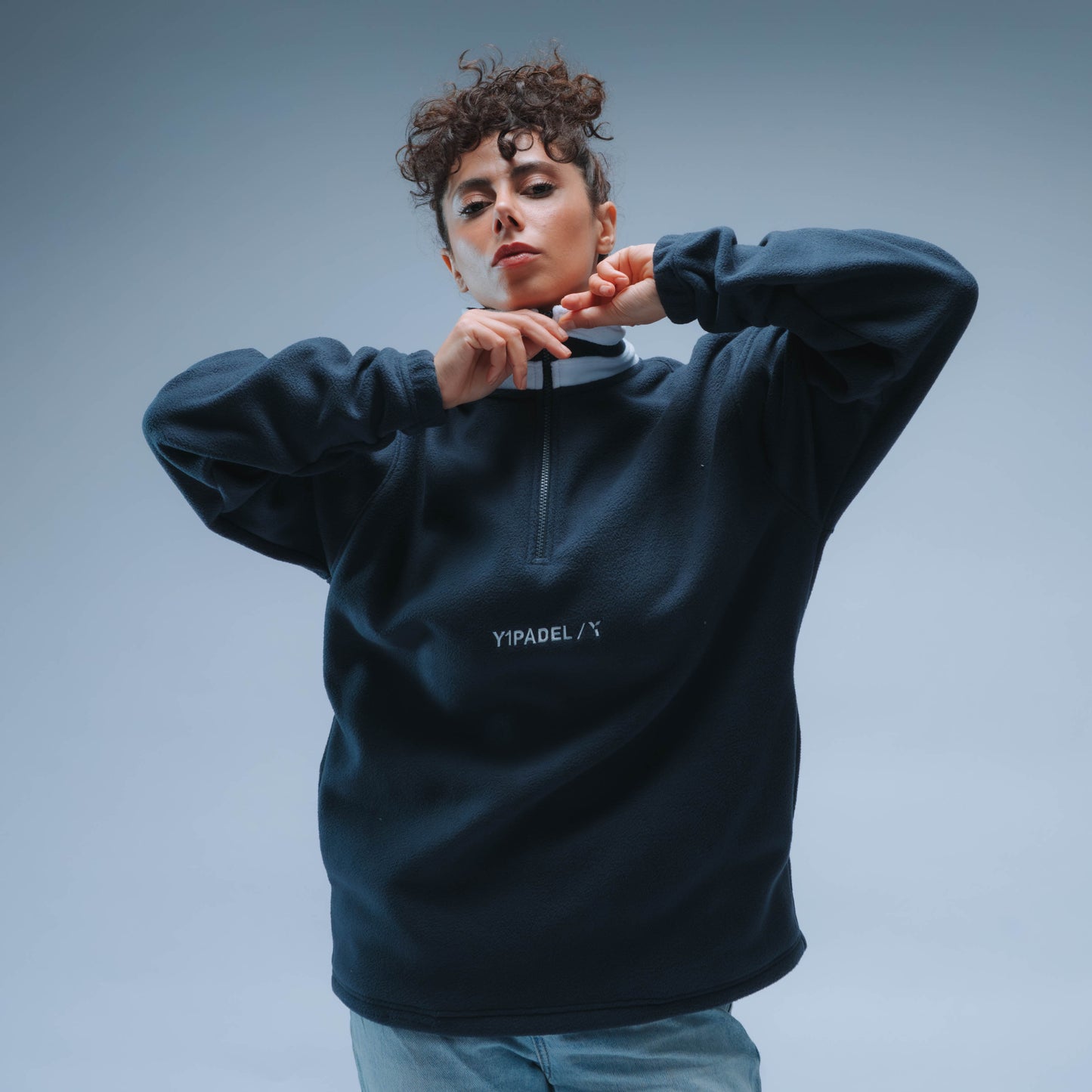 BF25 Y1 Padel Boxy Premium Retro Fleece Unisex (Navy/White)