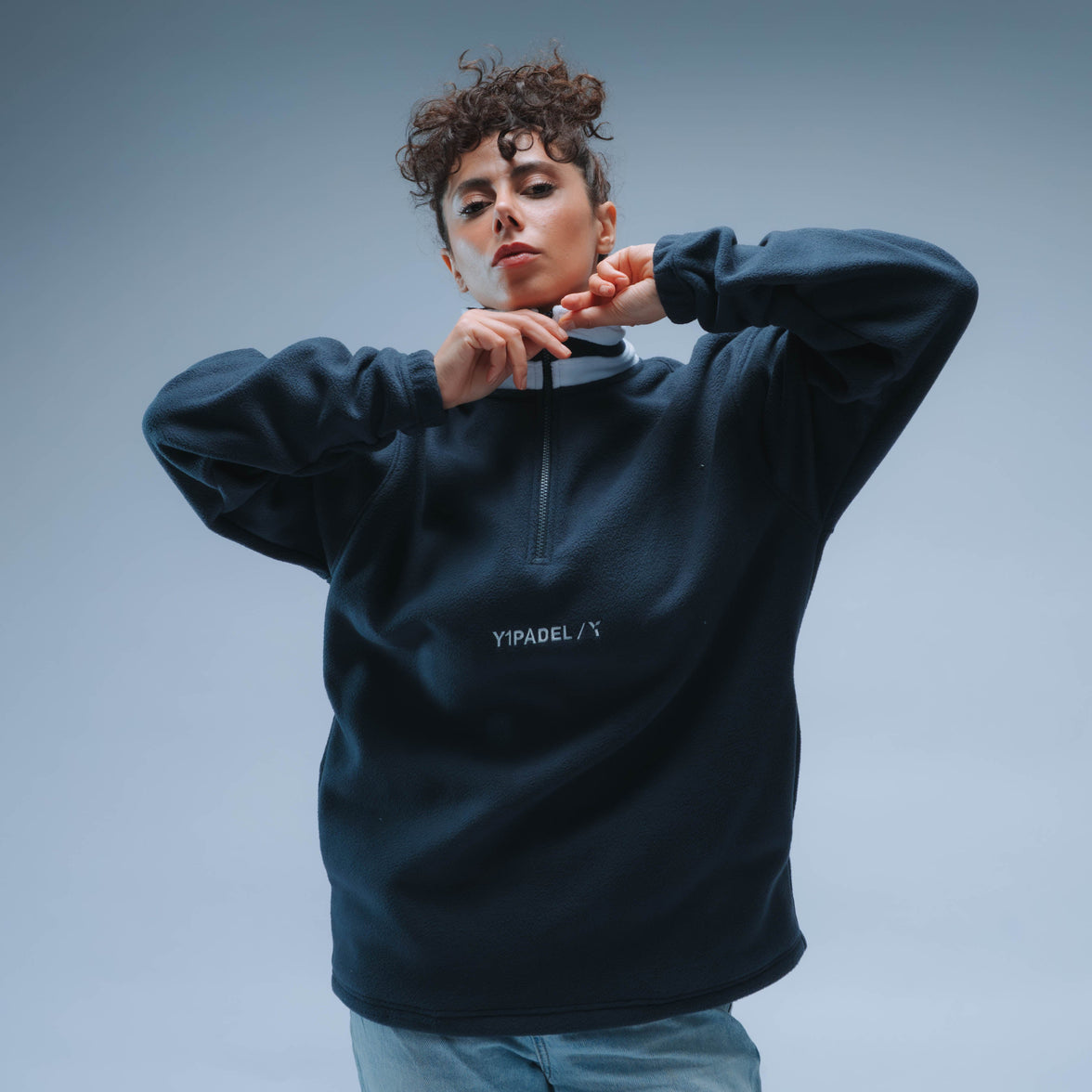 Y1 Padel Boxy Premium Retro Fleece Unisex (Navy/White)