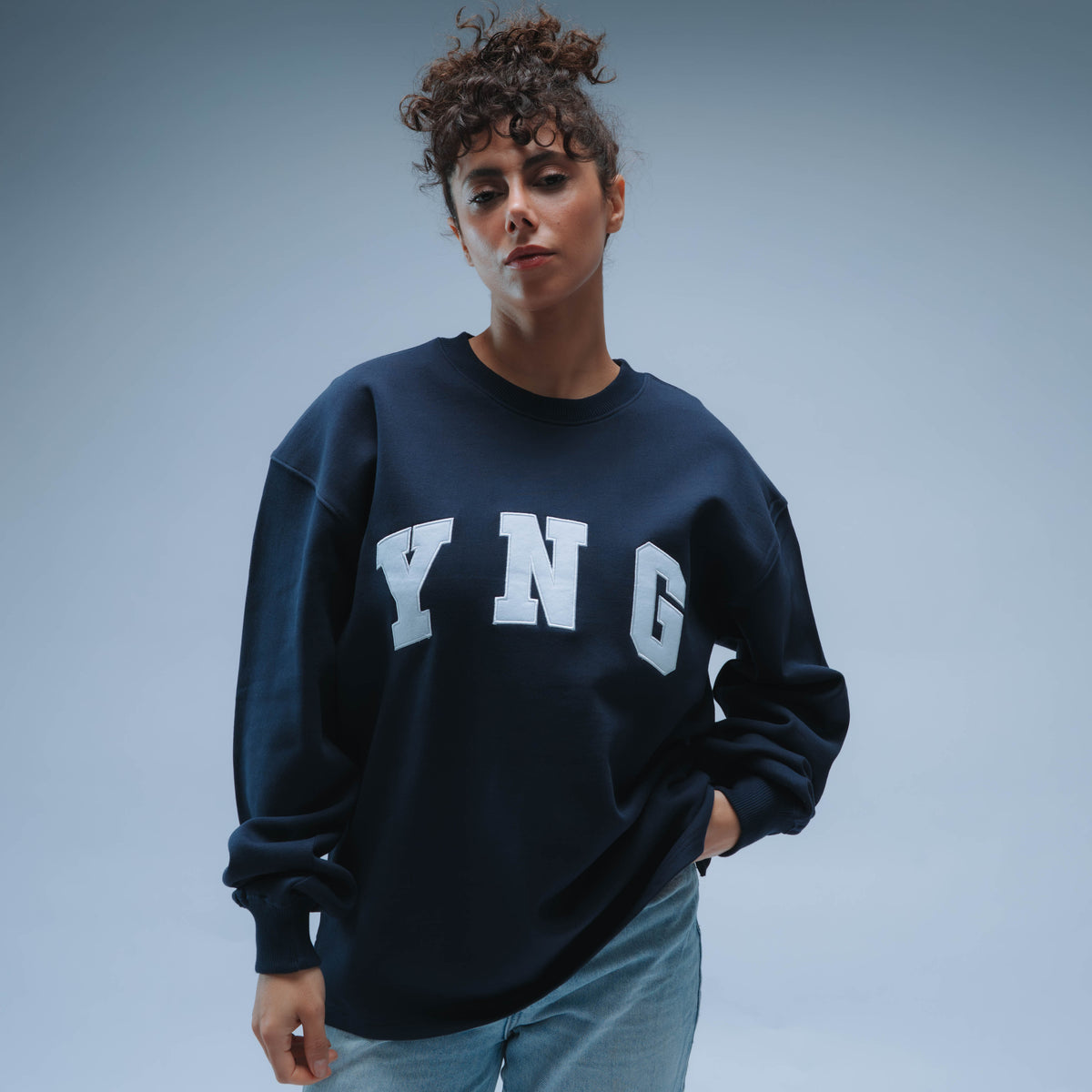 YNG Boxy Sweater Unisex (Navy) by Y1 - view 3