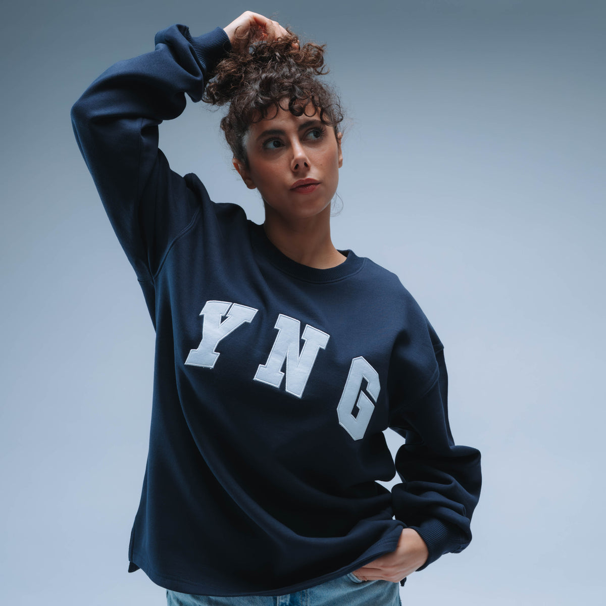 YNG Boxy Sweater Unisex (Navy) by Y1 - view 4