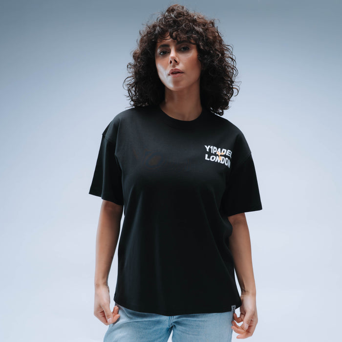 Y1 Padel London Boxy Tee Short Sleeve Unisex (Black)