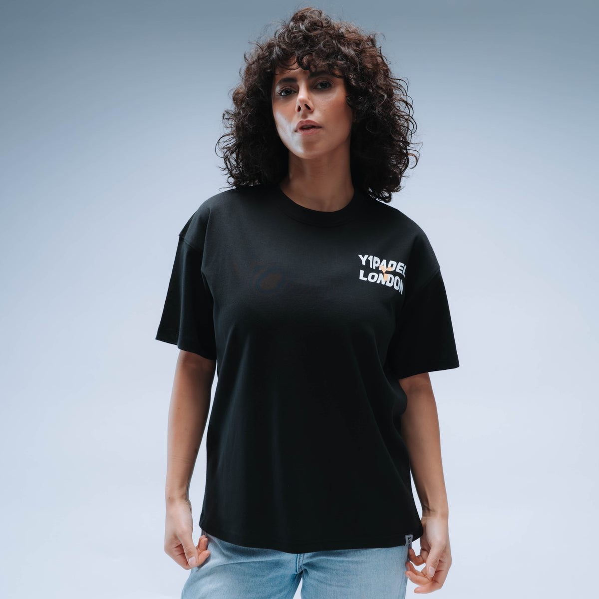 Y1 Padel London Boxy Tee Short Sleeve Unisex (Black)