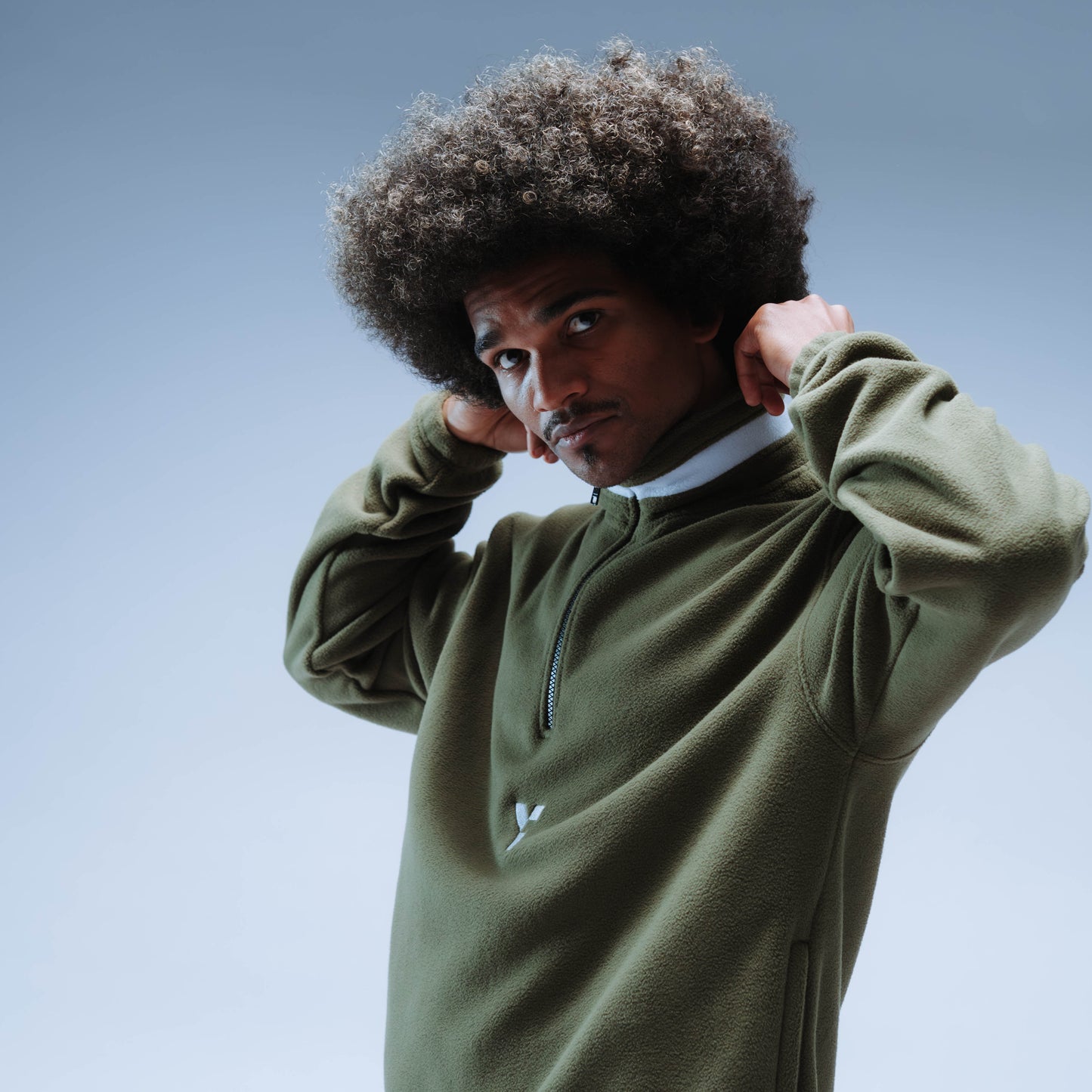 BF25 Y Logo Boxy Premium Retro Fleece Unisex (Army Green/White)