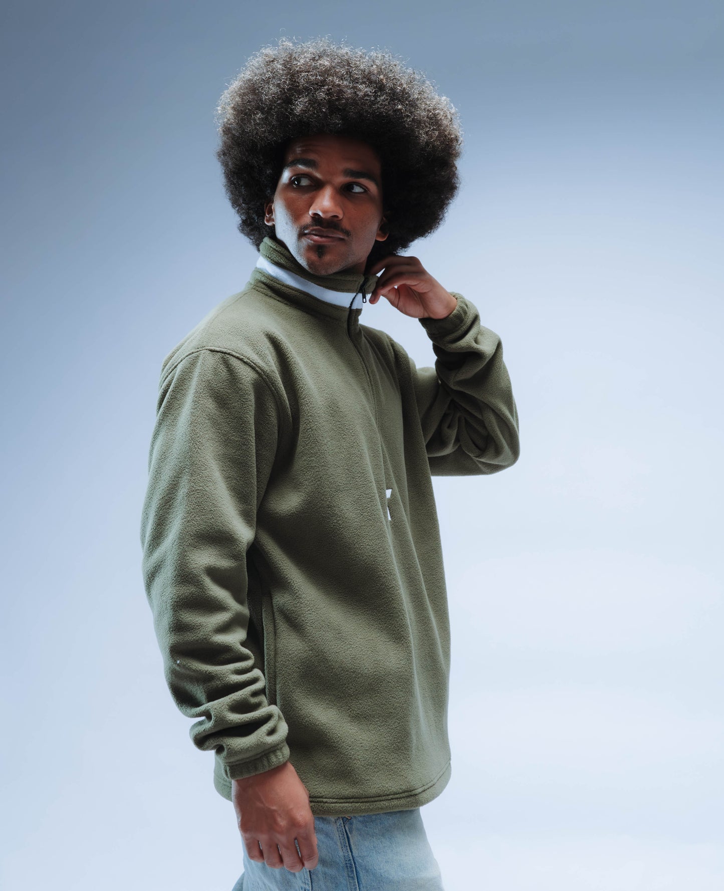 BF25 Y Logo Boxy Premium Retro Fleece Unisex (Army Green/White)