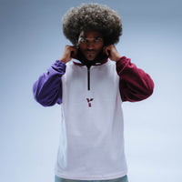 Upcycled Retro 1/4 Zip Fleece (Pink/Maroon/Purple)