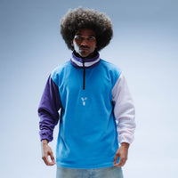 Upcycled Retro Quarter Zip Fleece (Sky Blue/Pink/Purple)