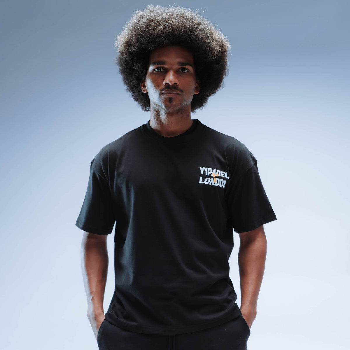 Y1 Padel London Boxy Tee Short Sleeve Unisex (Black)