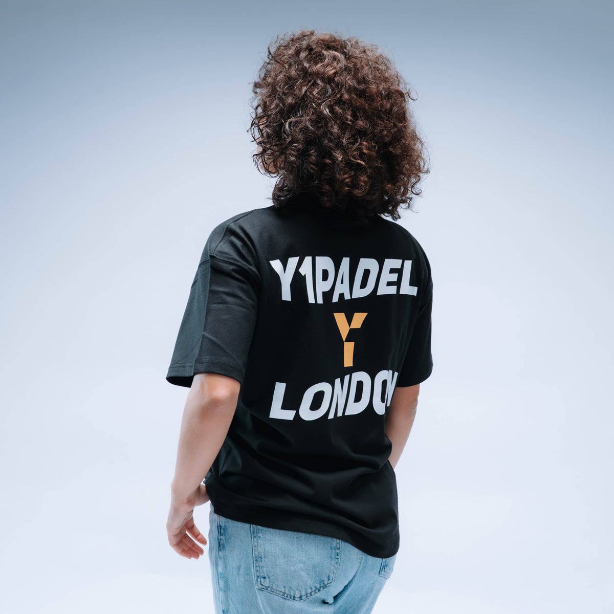 Y1 Padel London Boxy Tee Short Sleeve Unisex (Black)
