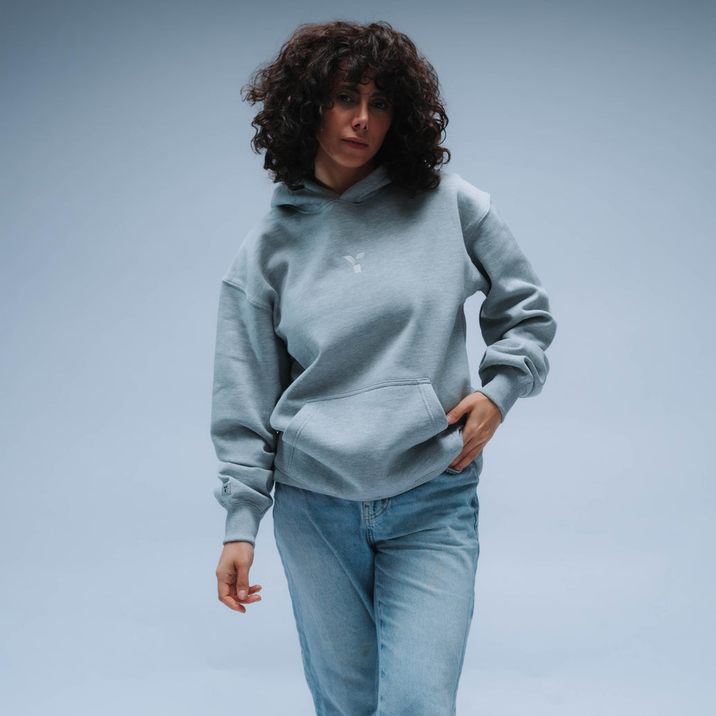 Invisible Y Relaxed Fit Hoody Unisex (Heather Grey)