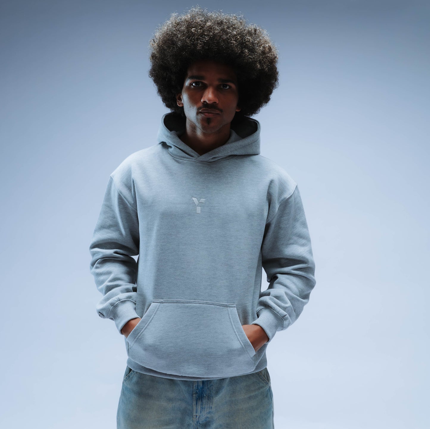 BF25 Invisible Y Relaxed Fit Hoody Unisex (Heather Grey)