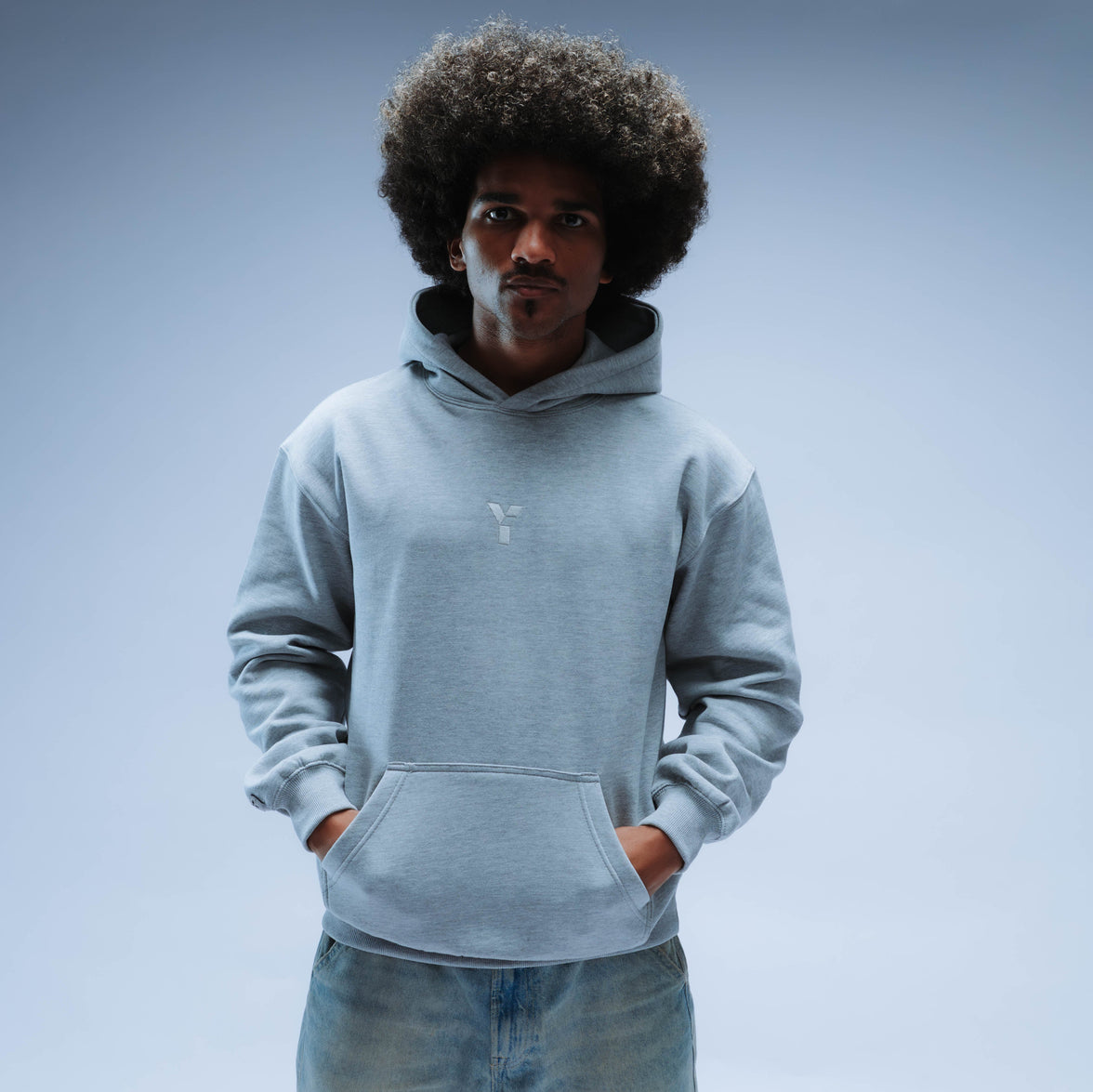 Invisible Y Relaxed Fit Hoody Unisex (Heather Grey)