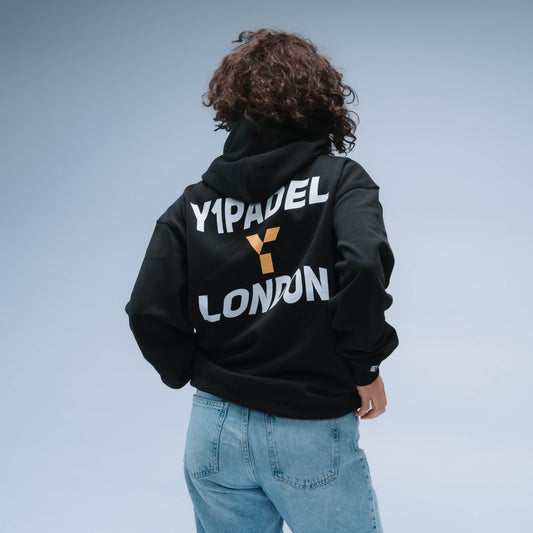 Y1 Padel London Relaxed Fit Hoody Unisex (Washed Black)