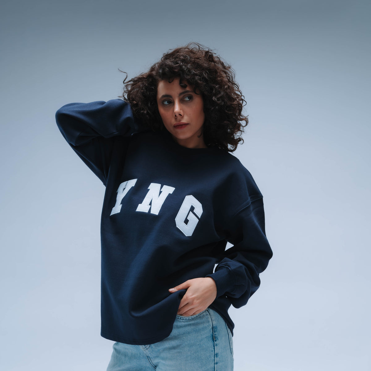 YNG Boxy Sweater Unisex (Navy) by Y1 - view 6