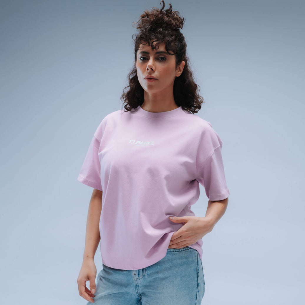 Y1 Padel Reinvent The Game Boxy Tee Short Sleeve Unisex (Pink)