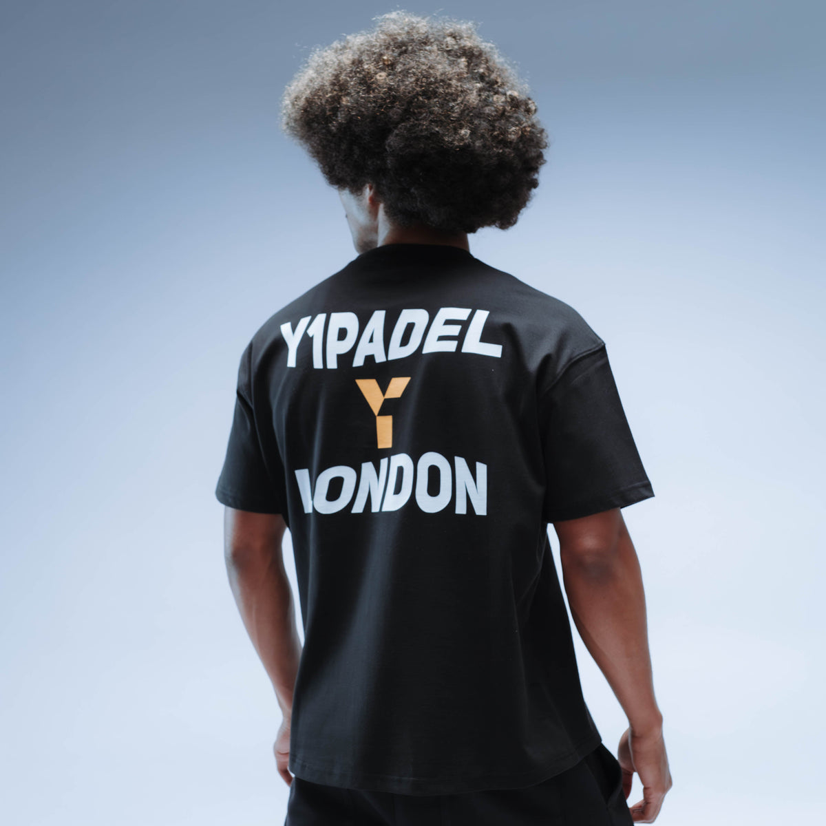 Y1 Padel London Boxy Tee Short Sleeve Unisex (Black)