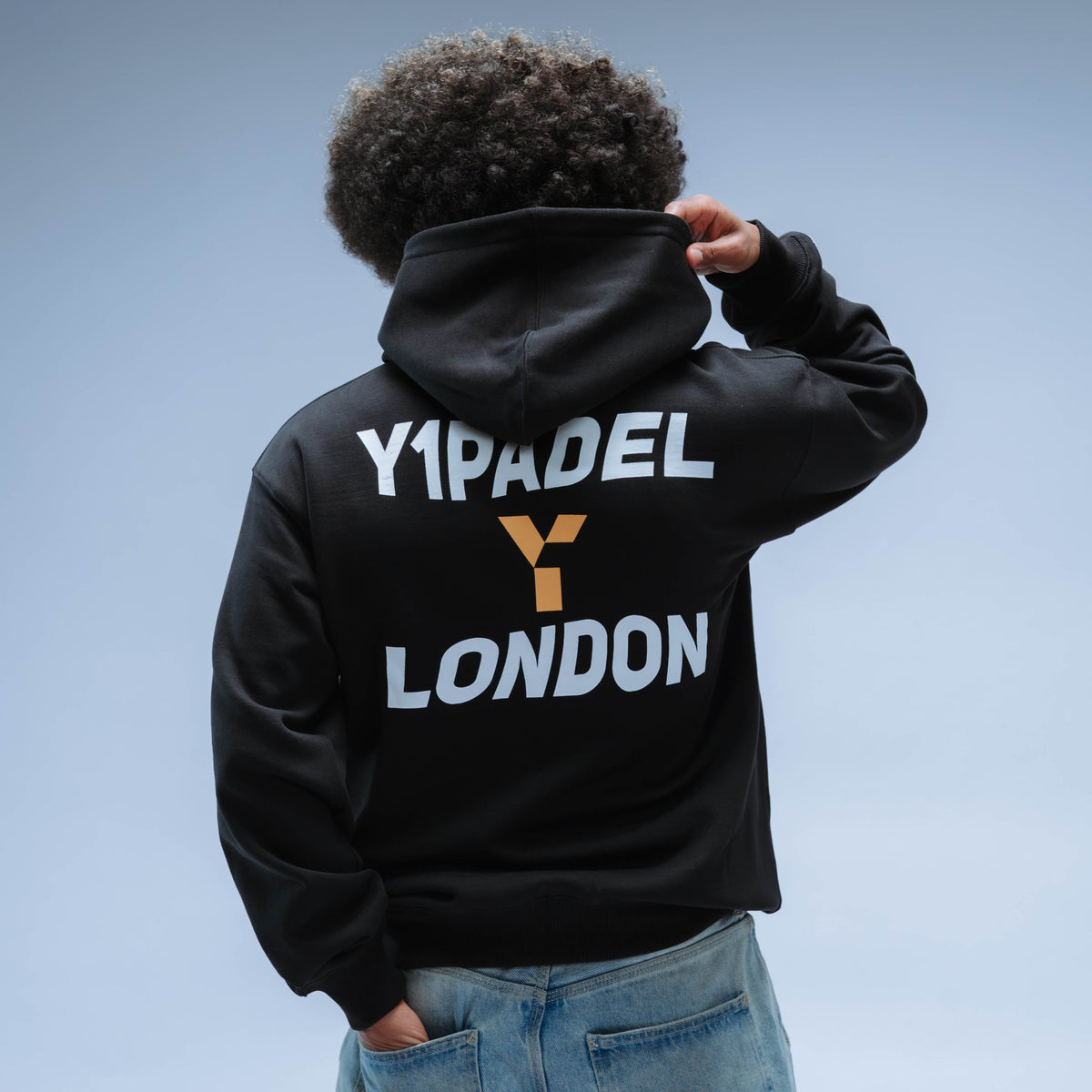 Y1 Padel London Relaxed Fit Hoody Unisex (Washed Black)