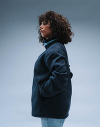 BF25 Y Logo Boxy Premium Retro Fleece Unisex (Navy/Baby Blue)