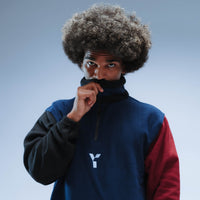 Upcycled Retro Quarter Zip Fleece (Navy/Black/Maroon)