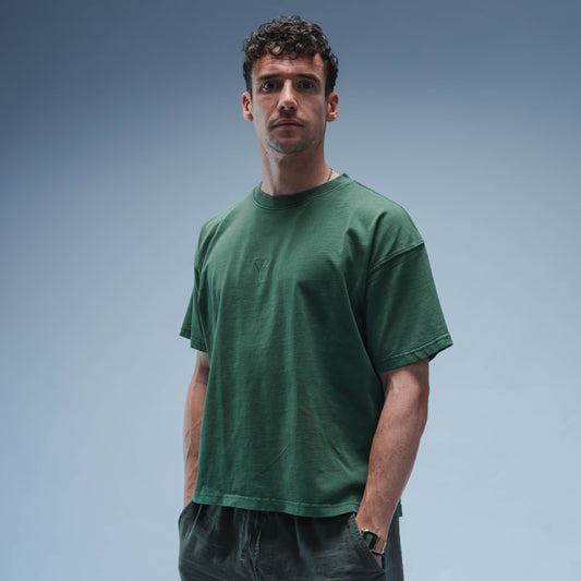 Invisible Y Boxy Tee Short Sleeve Unisex (Washed Green)