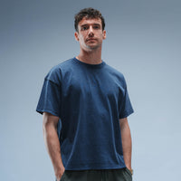 BF25 Woven Label Boxy Tee Short Sleeve Unisex (Washed Navy)