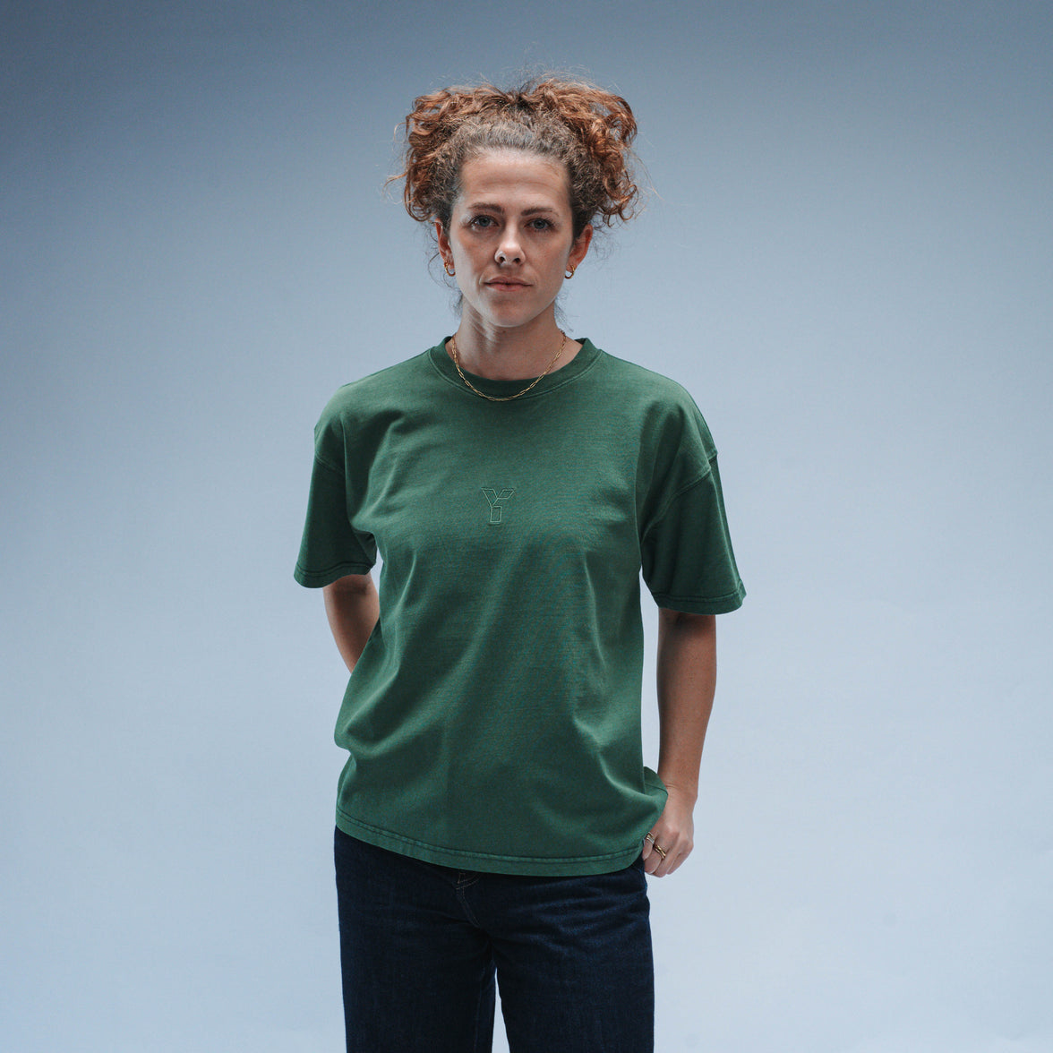 Invisible Y Boxy Tee Short Sleeve Unisex (Washed Green)