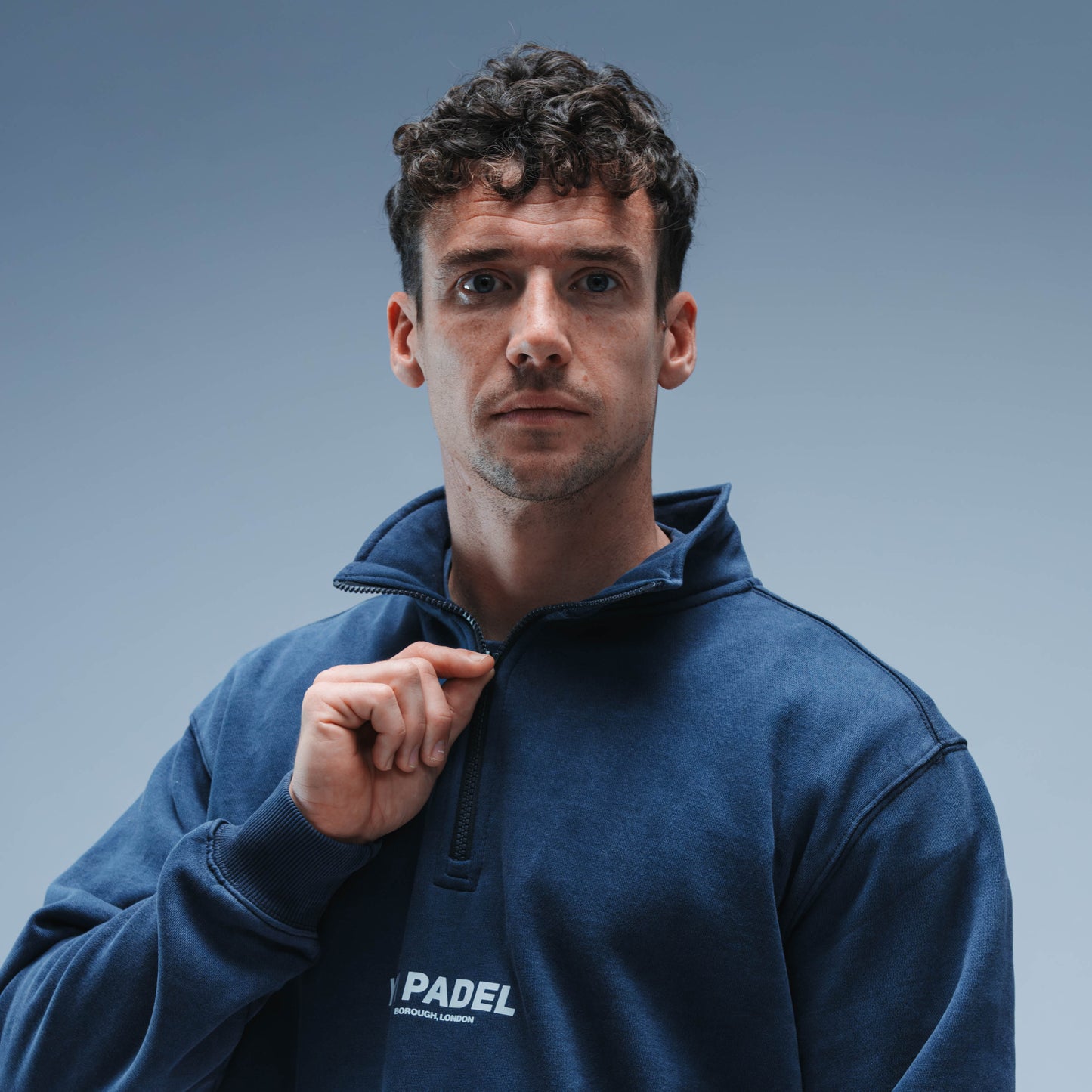 BF25 Y1 Padel Reinvent The Game Boxy Cotton Quarter Zip Unisex (Washed Navy)