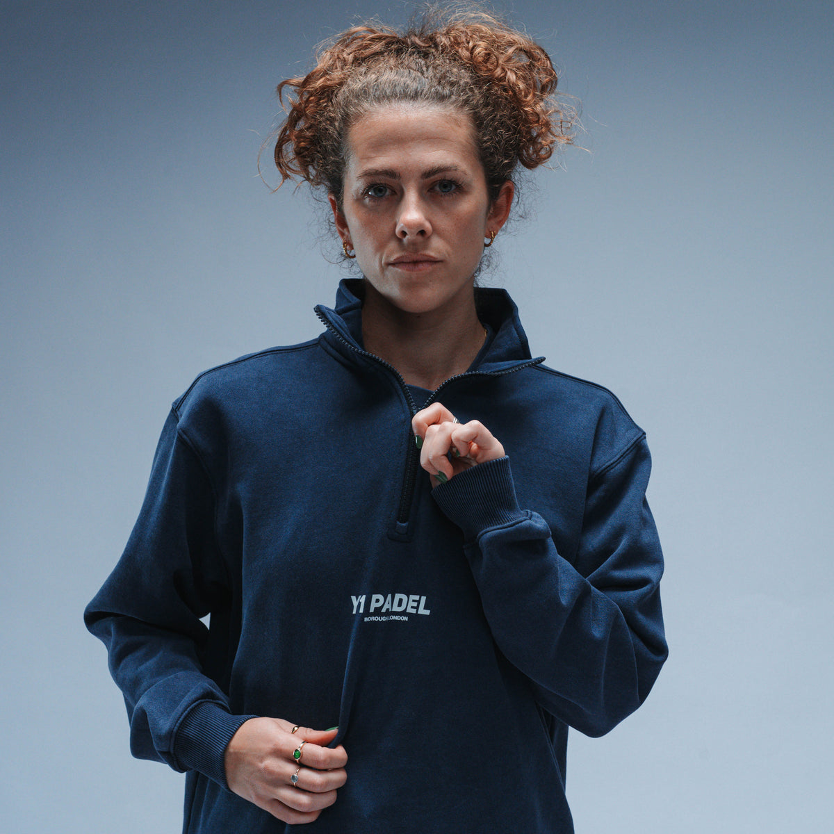 Y1 Padel Reinvent The Game Boxy Cotton 1/4 Zip Unisex (Washed Navy)