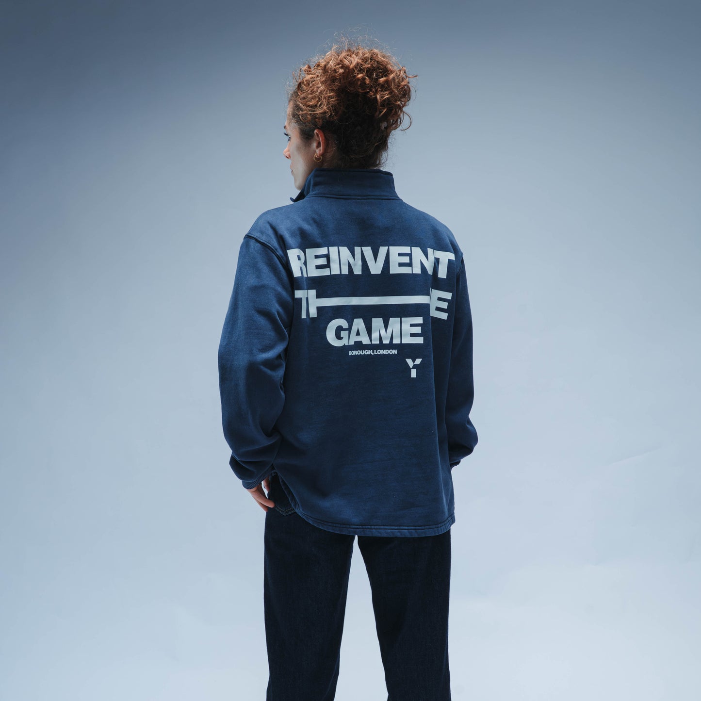 BF25 Y1 Padel Reinvent The Game Boxy Cotton Quarter Zip Unisex (Washed Navy)