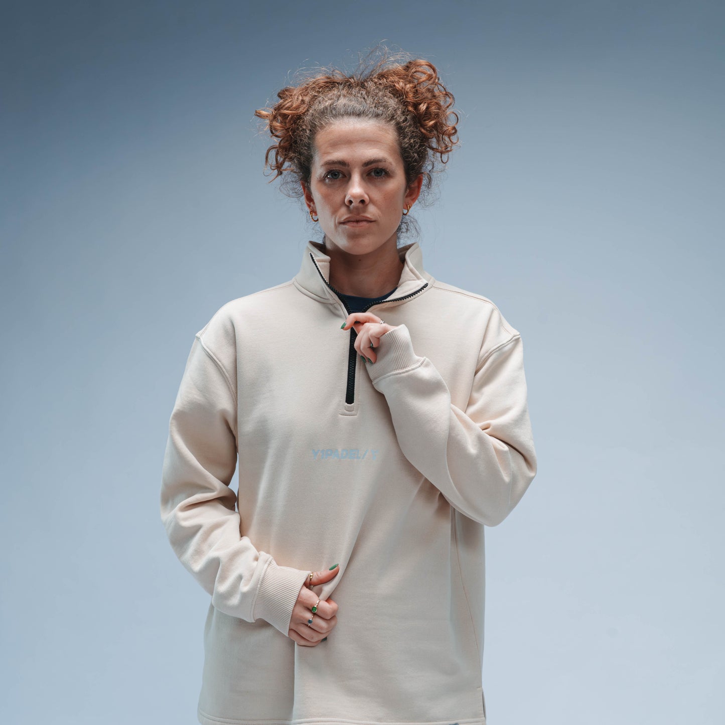 BF25 Y1 Padel Exclusively Boxy Cotton Quarter Zip Unisex (Washed Cream)