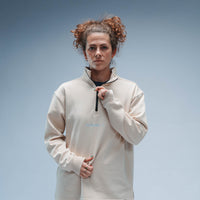 Y1 Padel Exclusively Boxy Cotton Quarter Zip Unisex (Washed Cream)