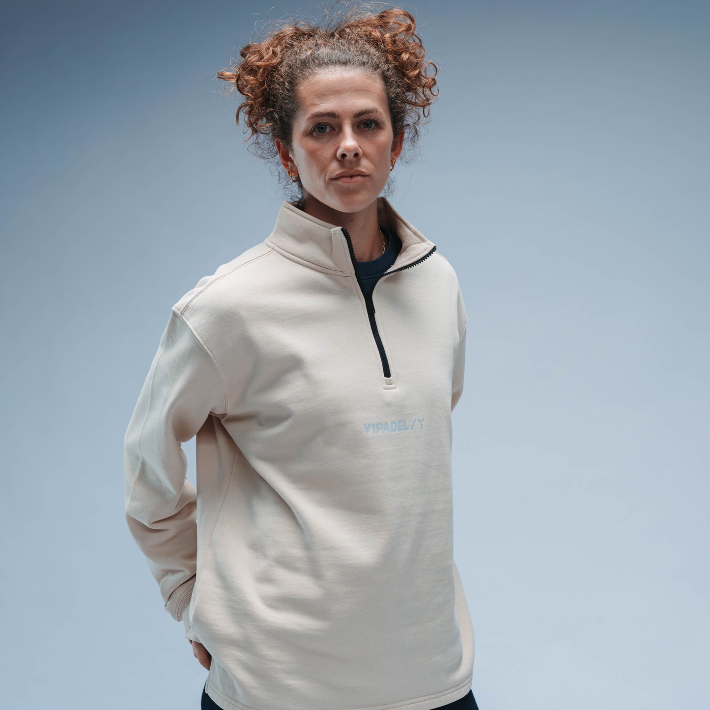 BF25 Y1 Padel Exclusively Boxy Cotton Quarter Zip Unisex (Washed Cream)