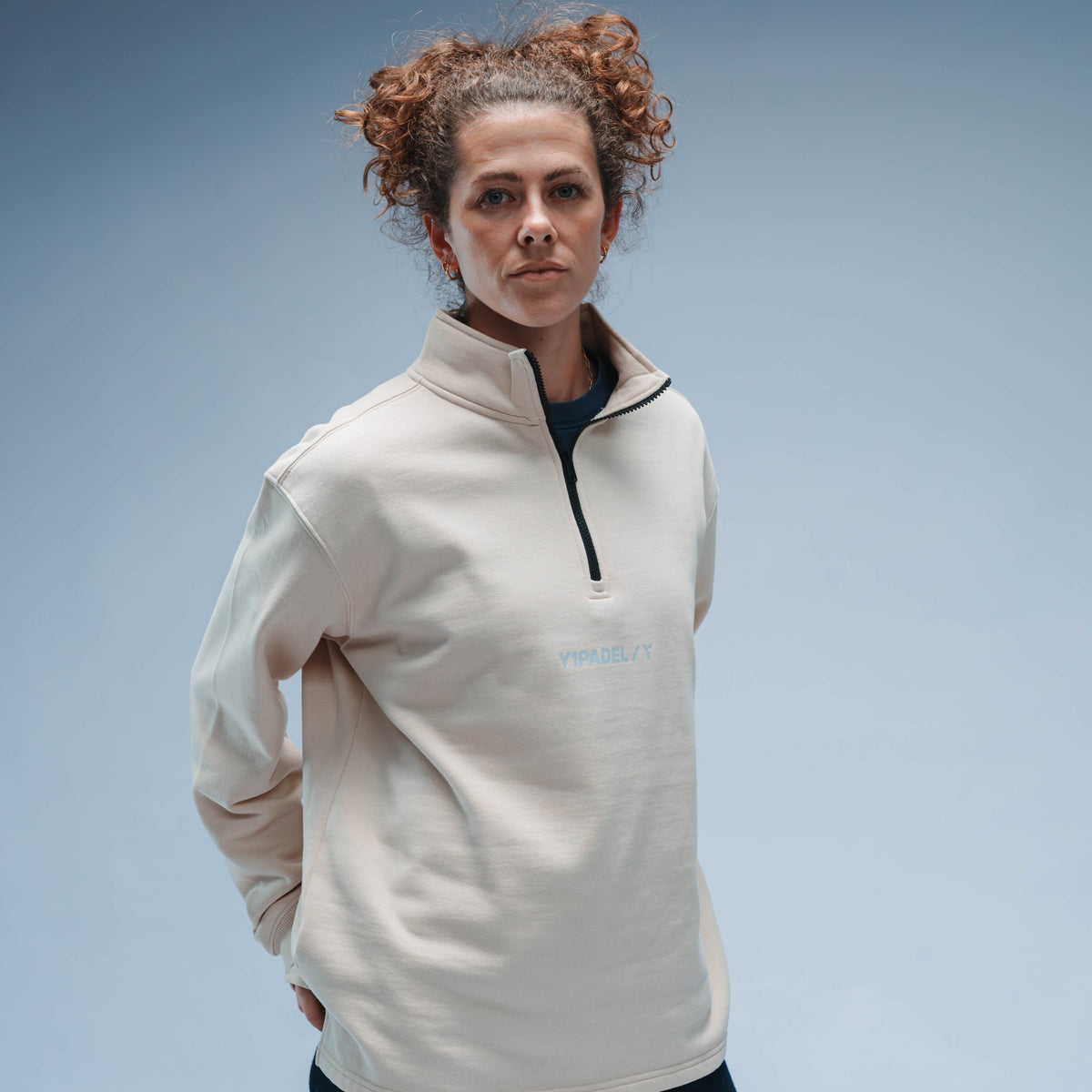 Y1 Padel Exclusively Boxy Cotton 1/4 Zip Unisex (Washed Cream)