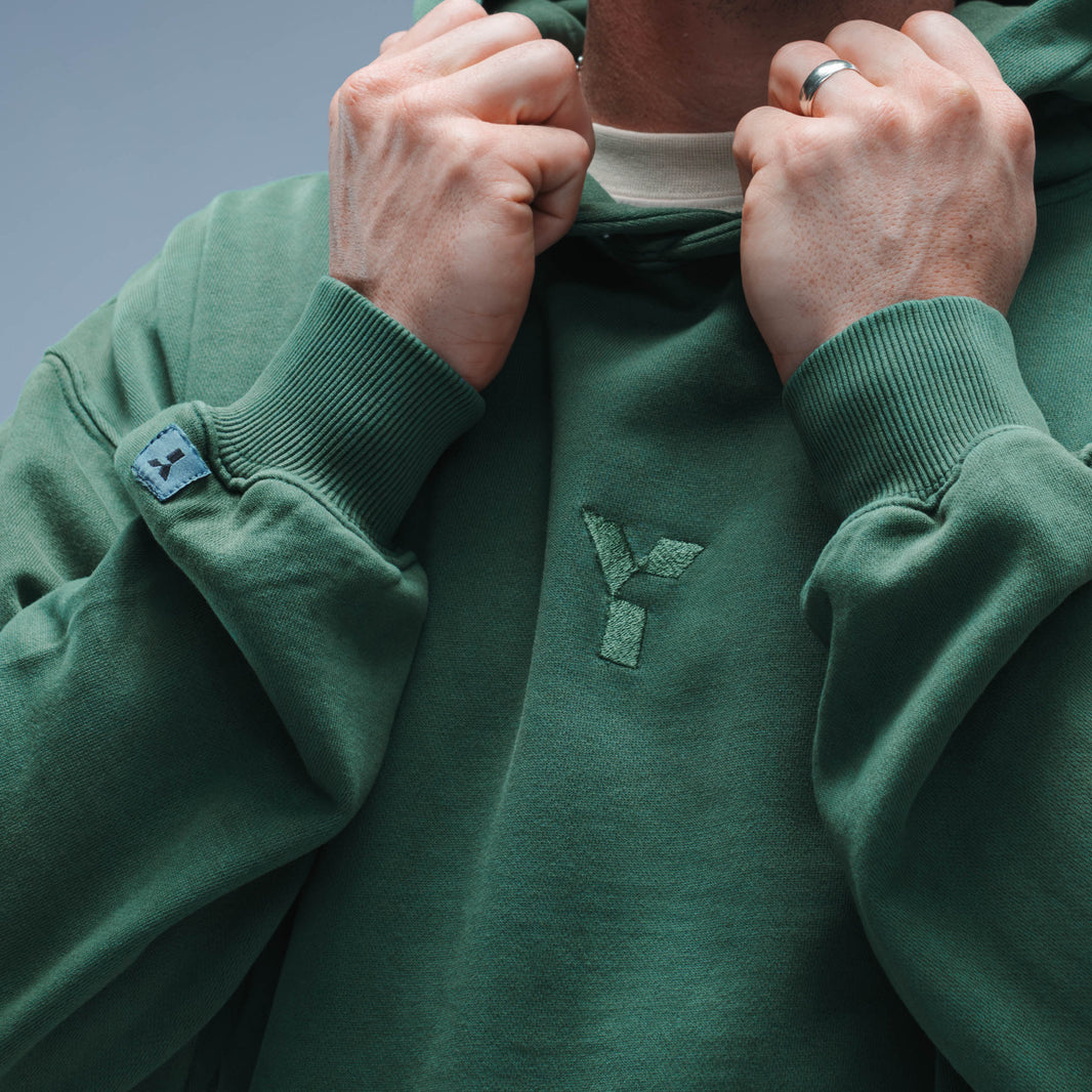 Invisible Y Relaxed Fit Hoody Unisex (Washed Forest Green)