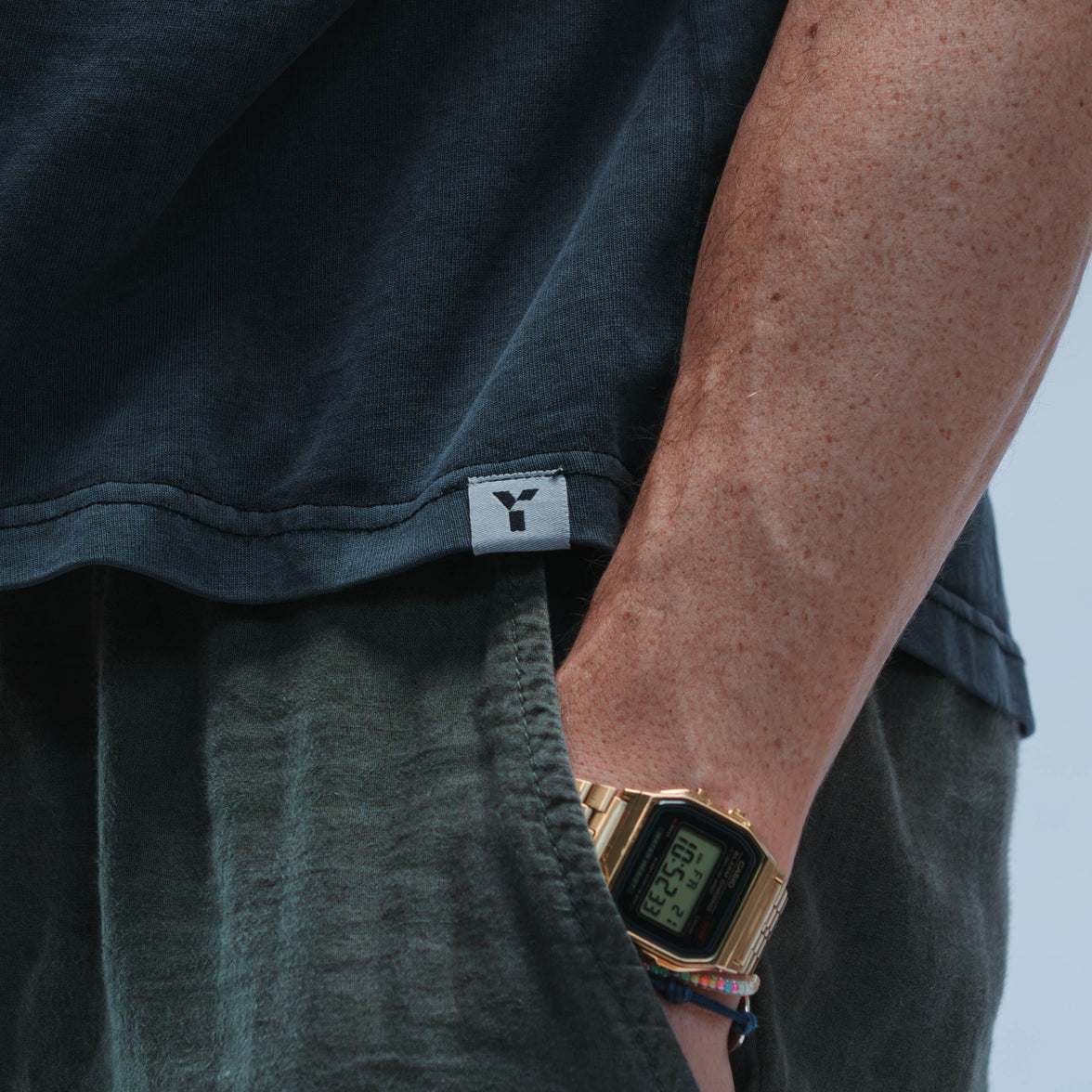 Woven Label Boxy Tee Short Sleeve Unisex (Washed Black)