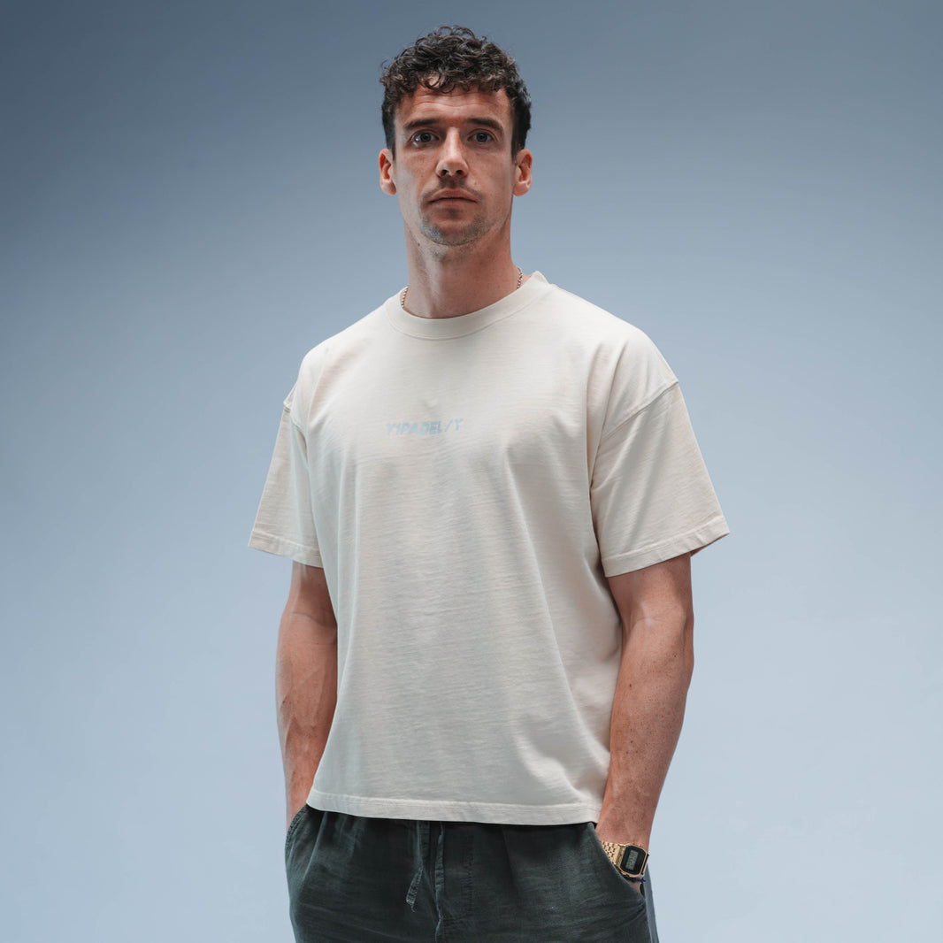 Y1 Padel Exclusively Boxy Tee Short Sleeve Unisex (Washed Cream)