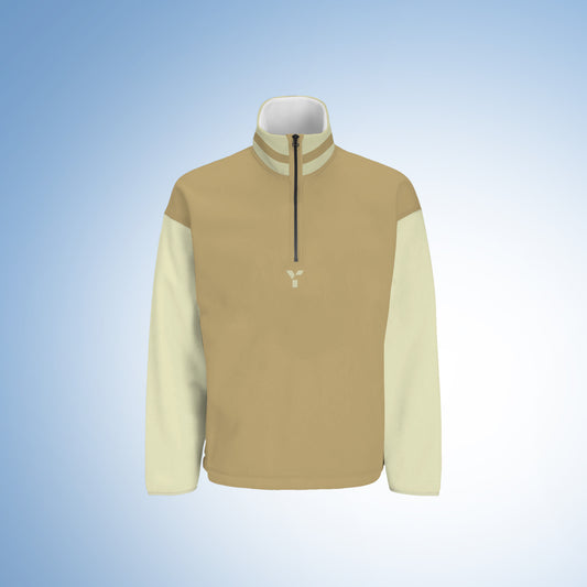 BF25 Upcycled Retro Quarter Zip Fleece (Beige/Cream)