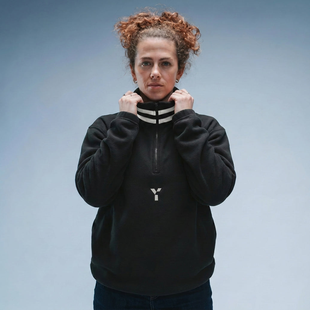 Oversized Black Logo Retro Zip